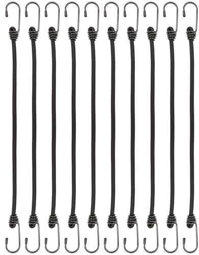 BINCKIN Spanngummi mit Haken 40 cm, 10 Stück Expander mit Haken, Gummispanner mit Haken Kurz, Spanngurte mit Haken für Planen, Netze, Banner, Camping, Schwarz