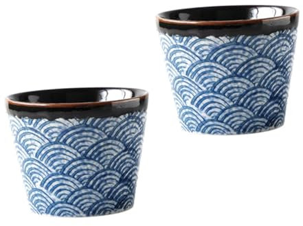 Garneck Elegante Sake-tasse Aus Keramik Im Japanischen Stil 2 Stück Keramiktassen mit Glasurdesign für Sake Tee Wasser Spirituosen Spülmaschinenfest für Partys