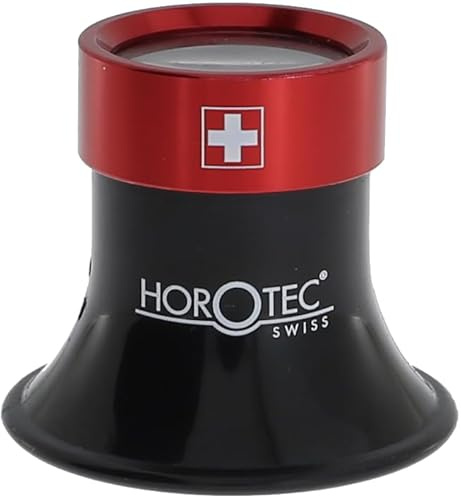 KD89 Horotec 00.025 - Uhrmacherlupe mit Schraubring aus rotem Aluminium, leicht und robust, perfekte Verarbeitung