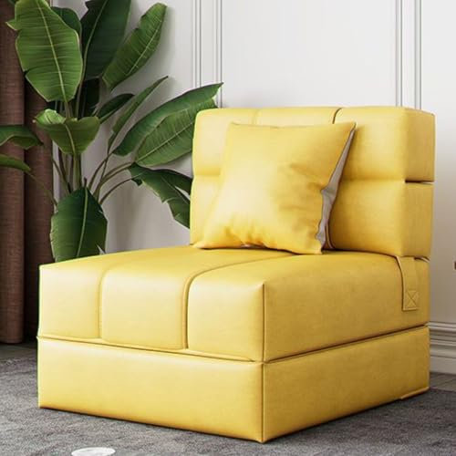 Klappbett aus Memory-Schaum, Couch mit Kissen, umwandelbares Futon-Sofabett für Wohnzimmer, Wohnung oder Dachboden, Schlafsofa für Gästezimmer oder Spielzimmer, Gelb, Größe M
