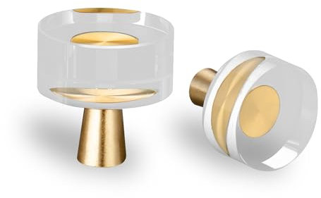 SPDYCESS Poignée Meuble de Tiroir en Cristal pour Porte, Boutons en Acrylique pour Placard, Armoire, Décoration Intérieure, Forme Ronde, Ø25*25.5mm