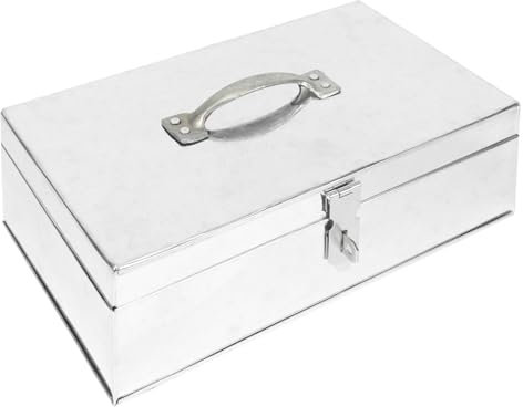 WHAMVOX Tragbare Werkzeugkiste Aus Eisenblech Mit Schloss Aufbewahrungsbox Für Bargeld Und Dokumente Handgriff Robuste Metallbox Einsetzbar