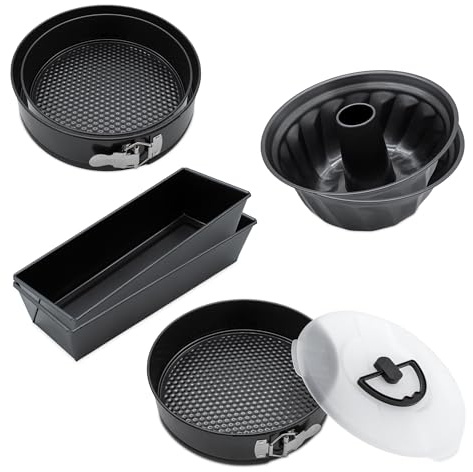 Juego de 7 moldes XXL sin PFOA – 5 formas diferentes – Juego de moldes con revestimiento antiadherente – Molde desmontable – Molde para hornear 230° resistente al calor a prueba de fugas