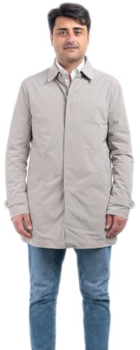 VEQUÈ Trench Sartoriale Uomo Cappotto Impermeabile Soprabito Leggero Elegante Cappottino Lungo Colletto Classico Stile Casual (IT, Numero, 54, Regular, Regular, Beige)