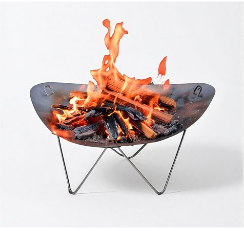 BSDLZCH Tragbare Feuerstelle Edelstahl Faltbar 48 cm mit Tragetasche | Tisch-BBQ-Feuerschale für Camping, Terrasse & Garten – Leichtes Lagerfeuer im Freien