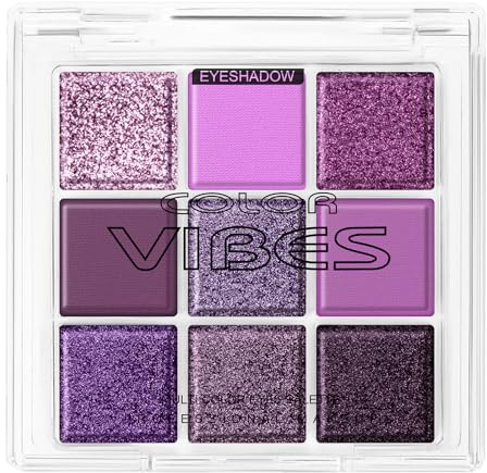 BUTBU Palette de Fards à Paupières, Palette Ombre à Paupières 9 Couleurs Brillant Mat Violet, Professional Makeup Palette de Fards à Paupières Ultimate Shadow, Imperméable, Longue durée