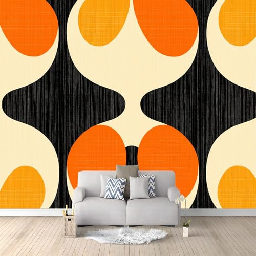 Générique Papier Peint Panoramique Intissé Tons terre, 400 x 280 CM Murales Panoramique Abstrait vintage lignes blocs couleur pour Salon Adulte Chambre d'enfants Restaurant Décoration Murale