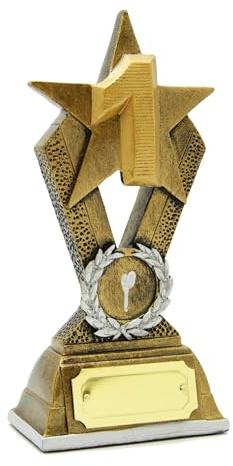 SilverTrophy: 1st Place Gold Star Trophy, Champion, Winner, First, Prize-Winner, Gold Medal, Number 1, Corporate Gift, Affordable Figurine, Engraving Plate, Sports Award, School, Kids Present 18cm