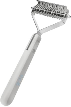 Cepillo de rastrillo para perros, removedor de pelo de perro, cepillo para desenredar perros, peine desenredante de doble cara, suministros para mascotas para razas medianas y grandes, pelo largo y
