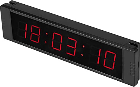 Luocute Temporizador de Gimnasio, Reloj de Pared LED Digital Grande con Control Remoto para Gimnasio en Casa, Boxeo, Fitness, Pantalla de 6 Dígitos, Cronómetro de Cuenta Regresiva,
