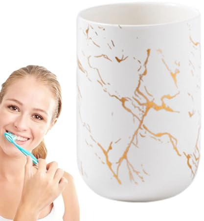 Portabicchieri per spazzolino in ceramica | Portaspazzolino in marmo per bagno, lussuoso organizer con motivo in marmo per spazzolini da denti, dentifricio e pennelli per il trucco