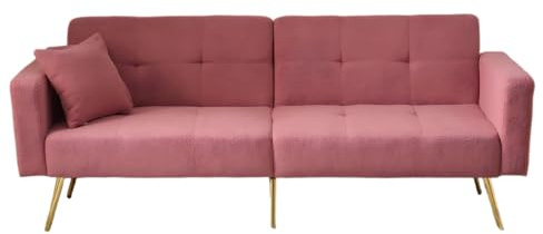 dowowdo Ausziehbares Schlafsofa 90/180x200 cm, Polsterbett mit Lattenrost, Samt Stoff Sitzbett zum Ausziehen, Platzsparendes Gästebett, Multifunktionsbett in Beige
