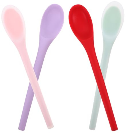 VALICLUD 4 pièces Cuillères Silicone Ustensiles de Cuisine Multicolores Cuillères Antiadhésives pour Mélanger Servir Soupe et Remuer Céréales Vaisselle Réutilisable
