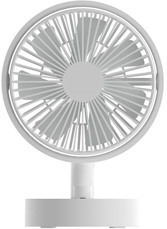Techly 621710 Mini Ventilatore Rotante da Tavolo a 10 Velocità Ricarica USB-C™ Bianco