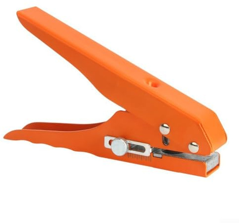 Pince perforatrice pour papier, cuir et PVC, épaisseur 1,5 mm-2,5 mm, construction en métal avec échelle pour un perçage précis, orange, 1 pièce