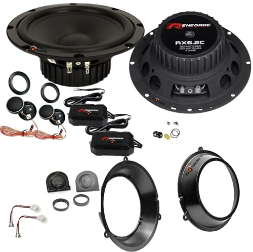 EvoTuning Kit Casse Altoparlanti Anteriori per Fiat Panda 2° Serie 169 dal 2003 al 2011 200W compatibile con Renegade RX6.2C Set 2 woofer Tweeter Anelli Griglie Cavi Adattatori(NO plug and play)