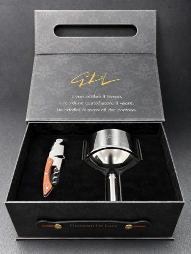 Cavatappi Personalizzato Premium Professionale con Nome Inciso – Cofanetto Regalo Elegante, Dedica Personalizzata e Imbuto Decanter per Amanti del Vino