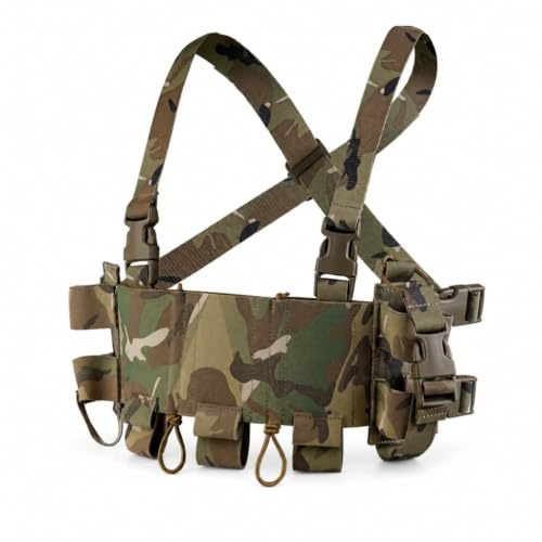 Multifunktionell Camo Chest Rig Double Layer Triple 5,56 Mag Pouch Side Radio Bag(CP)