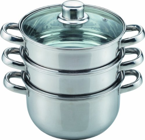 Sabichi 18 cm Essential 3-Tier Steamer with Tempered Glass Lid