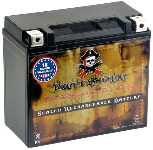 Pirate Battery YTX20HL-BS 310 CCA Maintenance-Free 12V 19Ah Battery Replacement for ATV, Harley Davidson Motorcycle, Jet Skis, Scooter, UTV, and More - Nut and Bolt (T3) Terminal