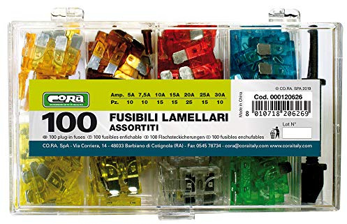 Cora 000120626 Fusibili Lamellari, 100 pezzi assortiti