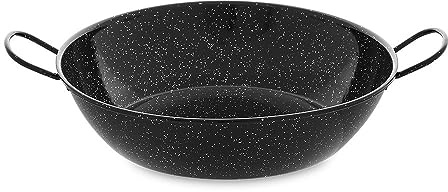 La Valenciana 38 cm, emaillierter Pfanne Edelstahl, 2 Griffe, Schwarz