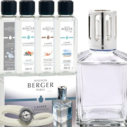 LAMPE BERGER Starterset XXL Cube inkl. Duftpaket mit 4X 250ml Duft Geschenkset Pure Frische Edition