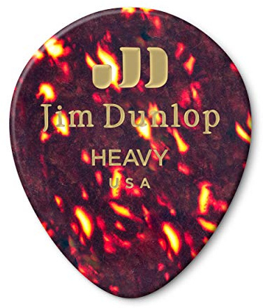 JIM DUNLOP Plektrum Genuine Celluloid Teardrop, 12 Stück, Braun, Stark