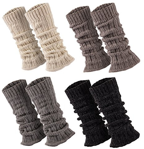 1 Paar Stulpen Damen Teens Grobstrick Legwarmers mit Alpakawolle Weich u. Warm ca. 30-36 cm lang, in Weiss, Hellgrau, Anthrazit, Taupe, Einheitsgröße, Hellgrau, Einheitsgröße