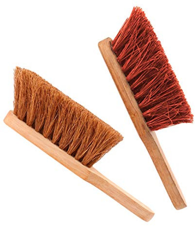 COTTAM Soft & Firm Hand Brushes (Pack of 2) - 100% Natural Soft Coco & Stiff Bassine Bristle With Wooden Handles