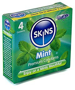 Skins Mint - Kondome mit Minzgeschmack für erfrischenden Oralverkehr - 1 x 4 Stück