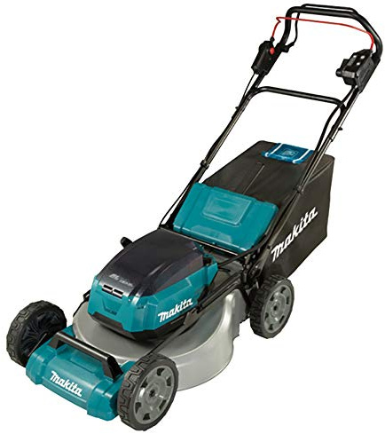 Makita DLM532PT4 - Tagliaerba a batteria (2 x 18 V, con 4 batterie da 5,0 Ah, larghezza di taglio 53 cm, altezza di taglio 20-100 mm, cestello raccoglierba 70 L)