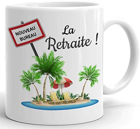 L'Esprit Des Anges Tasse-Mug Cadeau Retraite- La Retraite Mon Ile de Vacances-Original Drole Rigolo Amusant pour Homme ou Femme