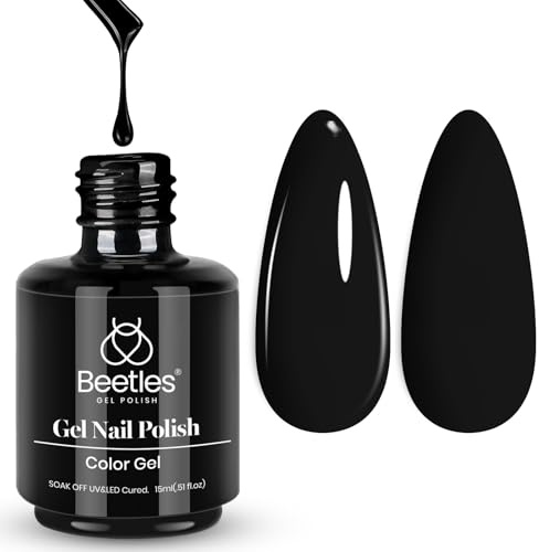 Beetles Gel-Nagellack, 1 Stück, 15 ml, Audrey Black Color Soak Off Gel Polish, Nail Art, Maniküresalon, DIY-Geschenke, Dekoration für Ihr Zuhause | Nail Art Maniküresalon Dekoration zu hause DIY-Geschenke für Frauen