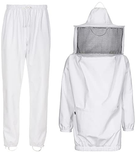 EXNER Imker-Anzug, 2-teilig, Imker-Jacke und Imker-Hose, 100% Baumwolle, Farbe weiß, Größe 2XL