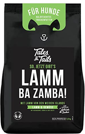 Tales & Tails - Hundefutter Lamm Ba Zamba | Halbfeuchtes Trockenfutter für Hunde | Für Allergiker geeignet | Tierische Proteinquelle mit 75% Lamm | Getreidefrei | Hohe Verträglichkeit | 1,5kg