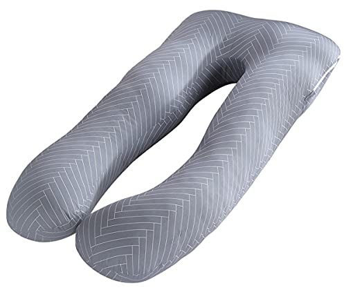 Cuscino per gravidanza, a forma di U, cuscino per maternità, cuscino lungo per dormire, 60 x 120 cm, con federa in puro cotone