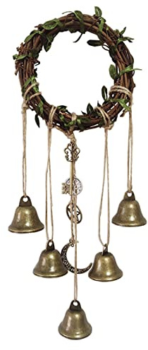 ChYoung Hexen Glocke Handgemachte Pentagramm-Hexe Rattan Home Schutz Türhänger Hängende Boho Dekor für Hauserwärmung (#4)