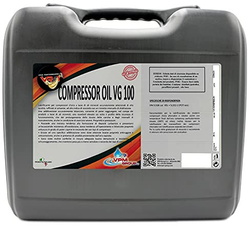 Olio per compressori ad aria e pompa vuoto ad alto indice di viscosità - Fusto 20 Litri - COMPRESSOR OIL ISO VG 100