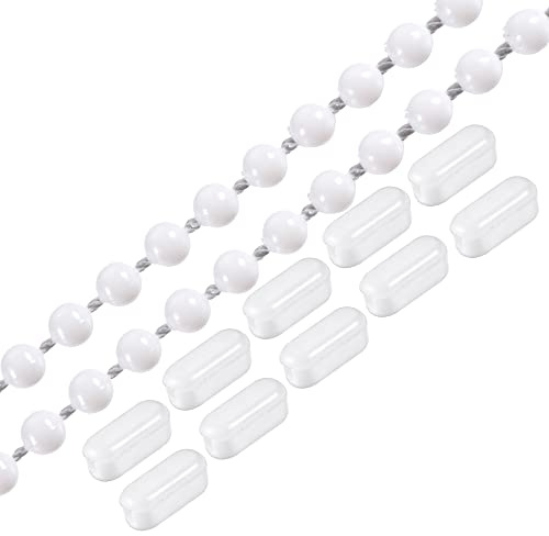 MECCANIXITY Ball Chain Cord, 4mmx9m Pull Roller Chains Extension with 10pcs Connector Clips, for Blind Ball Pearl Curtain Roller Shade Part 1set