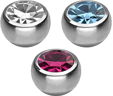 PIERCINGLINE Titan Schraubkugel SET | KRISTALL | Ersatzkugeln Farb & Größenauswahl
