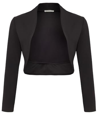 Damen Langarm Bolero Festlich Schulterjacke Kurzbolero (700) Schwarz, L