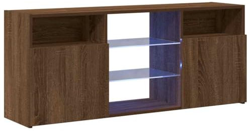 Mueble de TV vidaXL con Luces LED marrón Roble 120x30x50 cm, Soporte de TV, Armario Auxiliar, Armario para Equipos de música