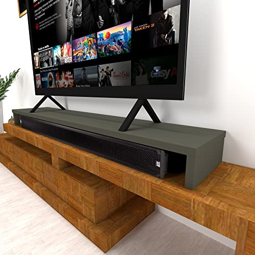 Henor Doppelter TV Riser aus Holz. 180 x 35 x 15 cm. Mattgraphit. Unterstützt +100 kg.