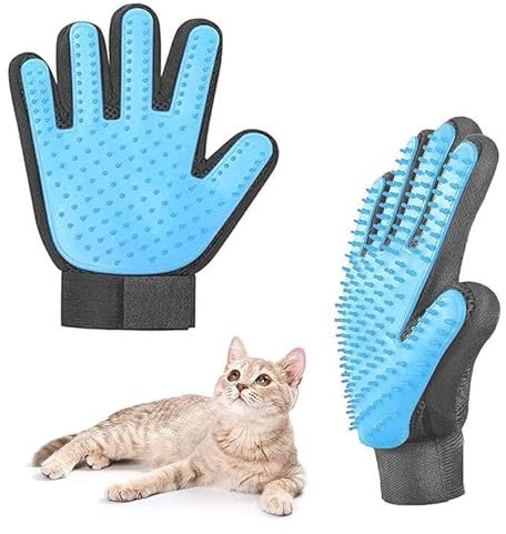 Waschhandschuh für Katzen,Katzenhandschuhe,Katzenhandschuh Fellpflege,Katzenhandschuh Bürste,Fellpflegehandschuh aus Silikon Handschuh,Katzenbürste,Hundebürste,Pflegehandschuh für Haustiere,Himmelblau