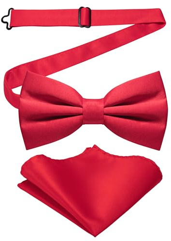 JEMYGINS Herren-Set aus Solider Mattierter Bifold-Fliege mit Einstecktuch