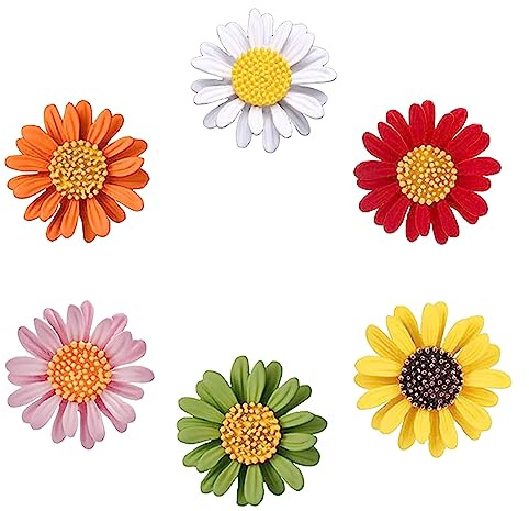 6 Stück Damen Brosche, Broschen für Kleidung, Kleine Blume, Metall | 6 Farben, Brosche Blume Klein, Brosche Emaille, Geschenk Brosche Pins, Daisy Blumen Deko, für Kleidung, Seidenschals, Kleider