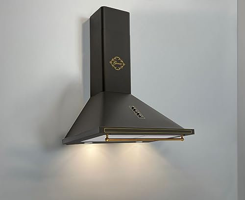 GURARI Dunstabzugshaube 60 cm GCH 975 Bl 6 Retro Wandhaube in Schwarz | Effizienzklasse A | Wandmontage | Abzugshaube Abuft/Umluft