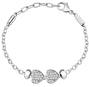 Morellato Bracciale Donna in Acciaio, Cristalli, Collezione Drops, Cuori - SCZ1316