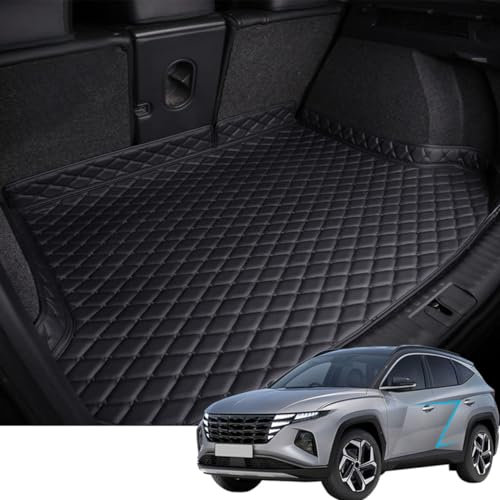 YMYQF Tappetino per Pelle Bagagliaio Auto per Hyundai Tucson Plug-in Hybrid/NX4 PHEV 2021 2022 2023 2024 2025, Antiscivolo/graffio Copri Baule Auto, Vasca Baule Protezione Interni,all-Black